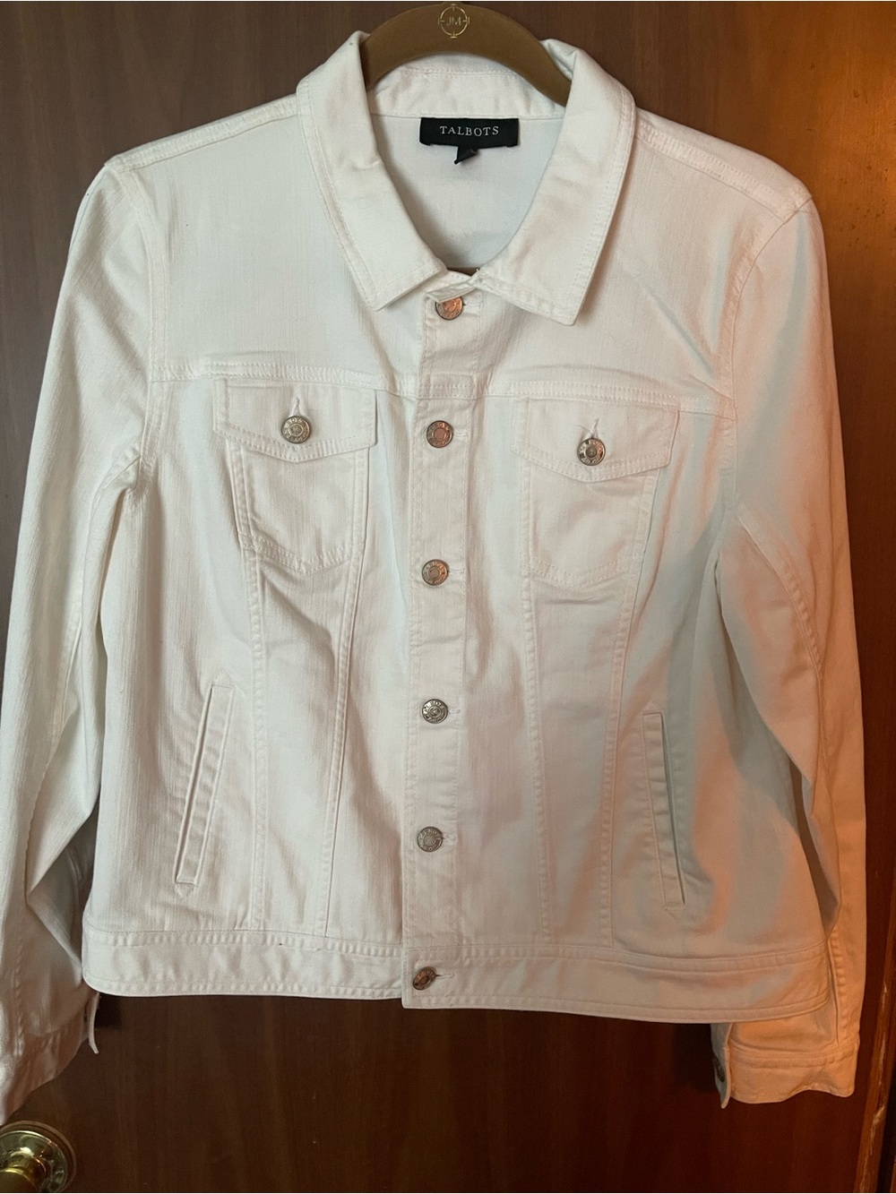 Talbots White Denim Jean Jacket, Women’s Size Large — Like New